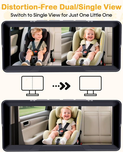 1080P Dual Baby Car Camera: 6.8" Night Vision Monitor 2-Kids from Head to Toe at Once - USB Plug & Play - photo 4