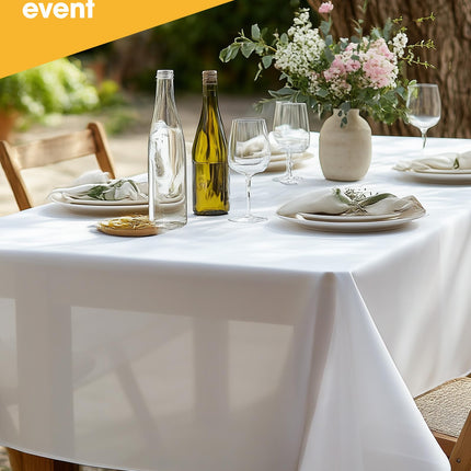 White Plastic Table Cloth - 4 Pack 54" × 108" Rectangle Disposable Tablecloths for 6FT Tables, Table Cover for Party, Holiday & Gathering Use