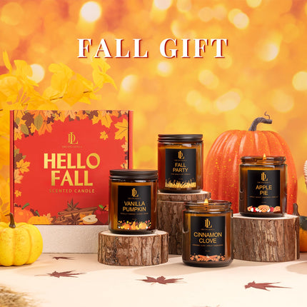 Fall Candles Set for Home Scented, 4 Pack 28oz, Soy Wax