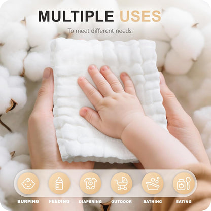 Baby Washcloths 6 Packs, Muslin Washcloths Baby,Cotton Burp Cloths, Extra Absorbent and Soft Wash - photo 5