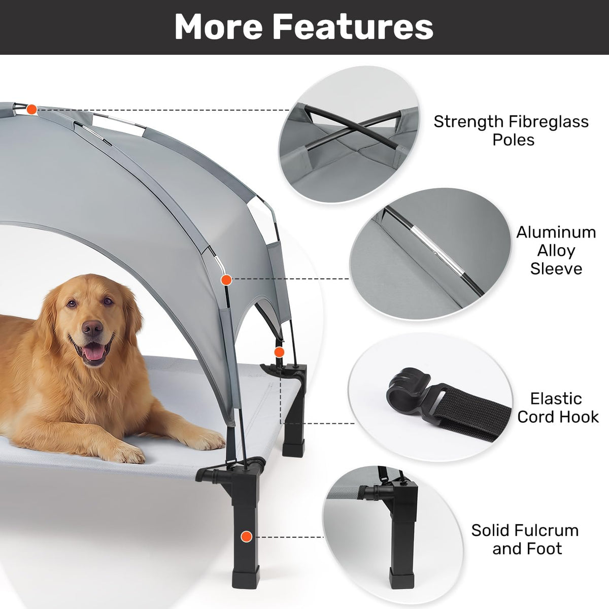 Elevated Dog Bed with Removable Canopy, 42 in - photo 5