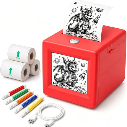 AI Voice-Powered Sticker Maker for Kids, Portable Thermal Printer with 6 Art Modes, Custom Sticker Machine Box for Journaling, School Projects & DIY Crafts, Creative Toy Gift for Boys Girls Ages 3+