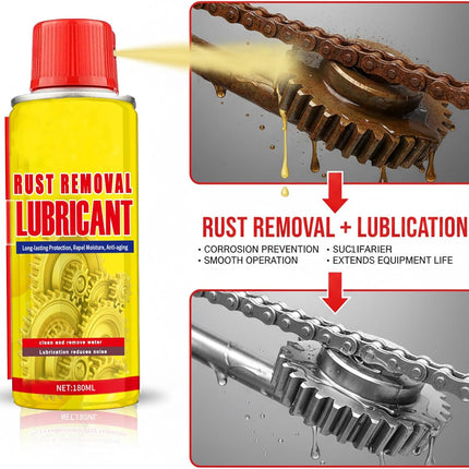 6.1oz Anti-Rust Lubricant Spray & Rust Remover for Metal, Multi-Purpose Penetrating Oil, Fast-Acting Lubricant Rust Dissolver for Vehicles, Tools, Chains, Bolts & Hinges (2 pcs)