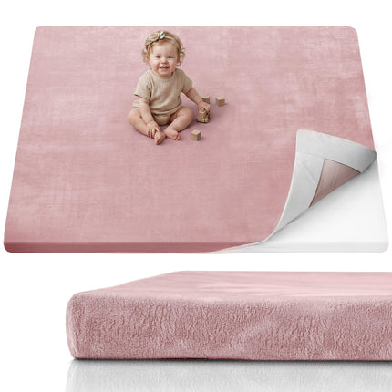 Mat de juego para bebé de 1.3" de grosor, mat para corral de 71x59 con funda desmontable y lavable, alfombra grande para piso, cojín de espuma y base antideslizante para niños, bebés, gris claro