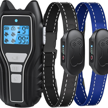 Shock Collar for Dogs 2 Dogs (15-120lbs) 2000FT Dog Shock Collar with Remote Control IPX7 Waterproof Dog Training Collar with Remote 4 Safe Modes Rechargeable Lock Flash Light for All Breeds Black