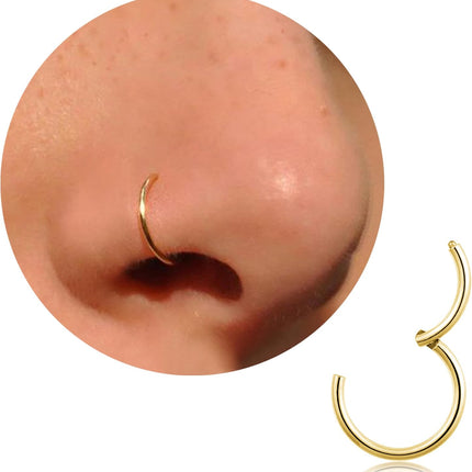 20G 18G 16G Titanium Nose Ring Hoop, Cartilage Hoop Earrings for Women Men Silver Gold Nose Ring Septum Ring Tragus Conch Helix Daith Lip Piercing Jewelry 6mm/7mm/8mm/9mm/10mm
