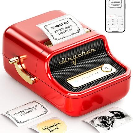 NIIMBOT B21 Label Maker Inkless Bluetooth Label Printer, 2 Inch Portable Thermal Label Machine for Small Business, Address, Logo, Clothing, Mailing, Candles, Jewelry, Sticker Printer for Gift, Red