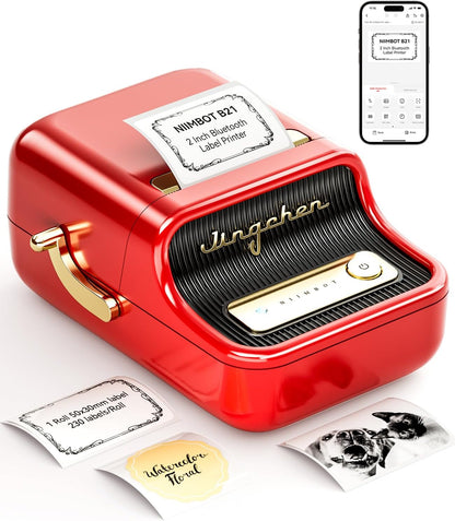 Inkless Bluetooth 2 Inch Portable Thermal Label Printer in Red
