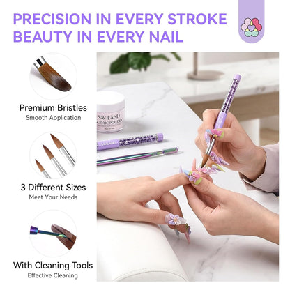 Kolinsky Acrylic Nail Brush Set: Size 6,10,14 Professional Nail - photo 4