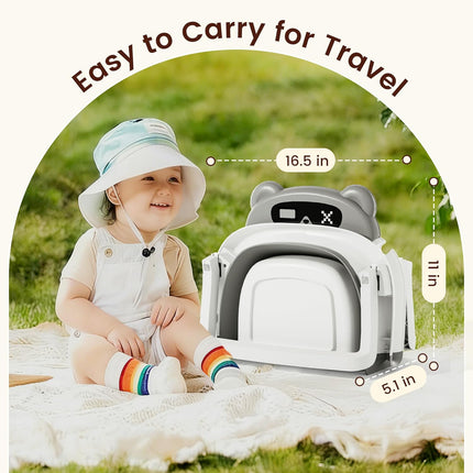 Baby Bathtub,Foldable Baby Bath Tub for Newborn to Toddler (0-18 Months) – Collapsible Infant Tub for Travel with Thermometer, Soft Cushion,Grey
