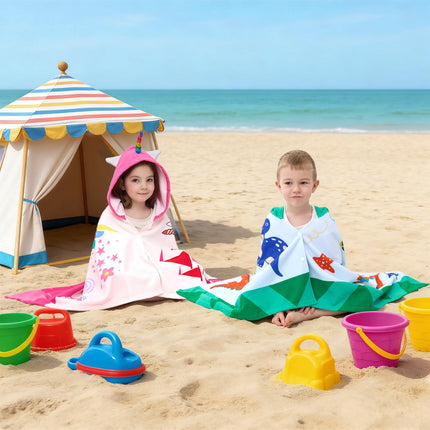 Unicorns Hooded Towels for Kids,Soft Kids Beach Towel,30" x 50"