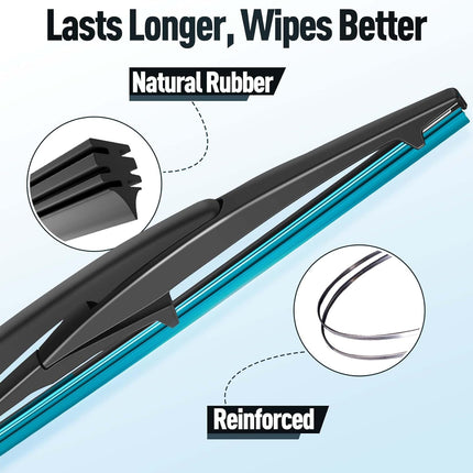 Rear Wiper Blade, All-Season Back Window Wiper, Rear Windshield Wiper Direct Fit OEM Replacement Automotive Blade for Hyundai Veloster 2012 2013 2014 2015 2016 2017