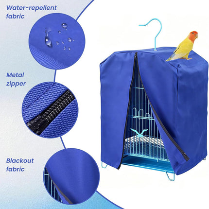 Bird Cage Cover for Night, Bird Cage Cover Shield, Black-Out Birdcage Cover, Good Night Windproof Light-Proof Cage Accessories for Parakeets Lovebirds Parrot (Only Covers, Blue)