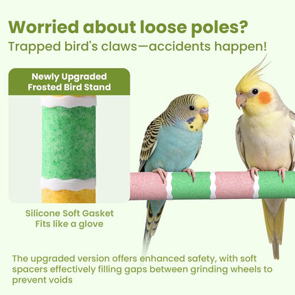 Bird Perch Stand Sandblasted Rough-Surface Cage Accessories,Parrot Beak & Claw Grinding Stone Sticks,Safe Non-Toxic Claw Trimmer Chew Toy for Parakeets,Cockatiels,Finches,Lovebirds