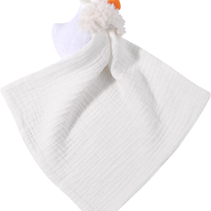 Baby Security Blanket Lovey with Plush Swan, White Muslin Cotton Comfort Blanket, Newborn to 36 Months, Soft Cuddle Toy