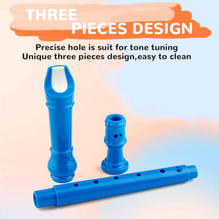 8-Hole Soprano Descant Recorder Baroque Style Kids Music Flute with Cleaning Rod & Case Bag for School Student Home Entertainment - Royal Blue