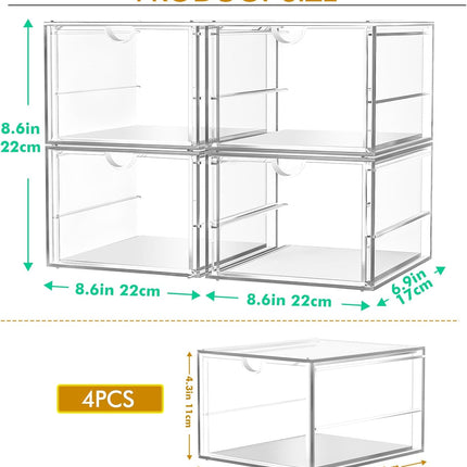 caktraie Versatile Acrylic Makeup Organizer, Drawer Organizer - Transparent Desktop Storage for Cosmetics, Office Supplies & More - Clear Organizer for Home & Office Use