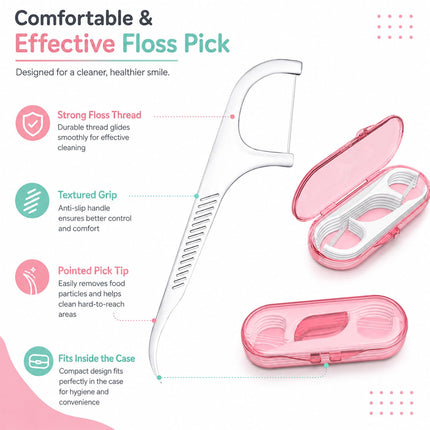 Dental Floss Picks Portable Dispenser, Travel Flossers Holder Case