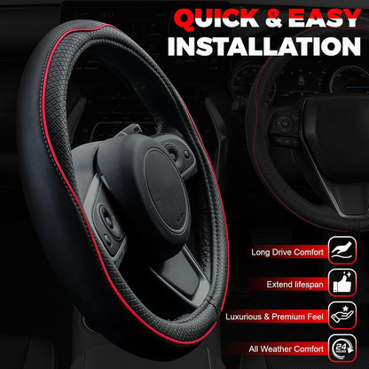 Car Steering Wheel Cover, Microfiber Leather Steering Wheel Covers with Anti-Slip Lining, Universal - photo 4