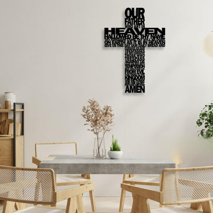 Metal Cross Wall Decor - Rustic Farmhouse Decor Black Prayer Text Cross Wall Art Home Decor for Living Room, Bathroom, Bedroom, Dining Room, Office, Church (Black)