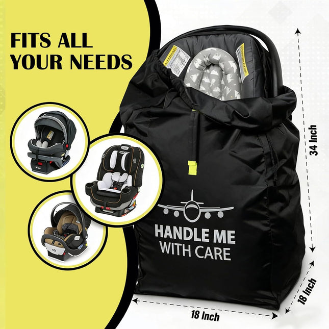 Car Seat Travel Bag for Airplane – Gate Check Bag with Padded Backpack Straps