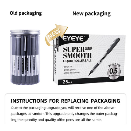 Liquid Ink Rollerball Pens Black, 0.5mm Extra Fine Point, Pack of 25