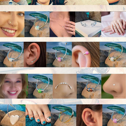 925 Sterling Silver & 14K Gold Filled Nose Ring Hoop Handmade Piercing Jewelry For Women - 24 Gauge 2mm,7mm Tiny Nose Ring with Opal - Gift Ready