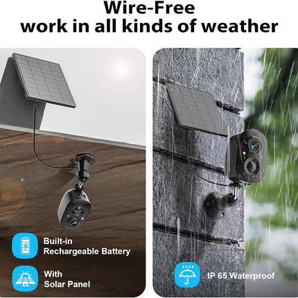 Security Cameras Wireless Outdoor 2K Solar Powered WiFi Cameras for Home Security,AI Motion Detection,Siren Alarm,Spotlight Color Night Vision,2-Way Audio,SD/Cloud Storage