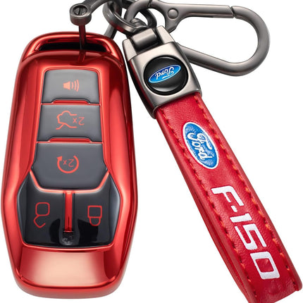 Genuine Leather Car Key Chain Keyring Keychain Accessories Family Present Black
