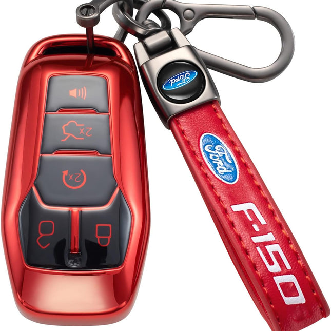 Black Genuine Leather Braided Car Keychain