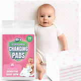 Disposable Baby Changing Pads - Soft, Waterproof & Leakproof Liners Absorbent Underpads - Large Travel Size Diaper Changing Mat for Home, Car, Diaper Bag - (20 Pack, Floral)