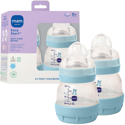 4.5oz Anti-Colic Wide Neck Vented Baby Bottle, Extra Slow Flow Breastfeeding-Like Silicone Nipple, Reduces Colic, Gas &