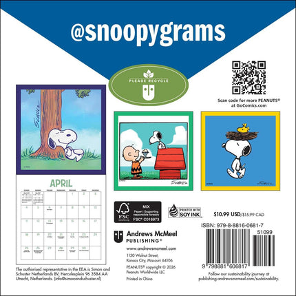 PEANUTS®: @Snoopygrams 2027 Mini Wall Calendar