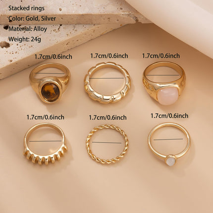 Chunky Rings for Women Stackable Vintage Adjustable Rings for Women Gold Statement Stone Ring Set Vintage Jewelry