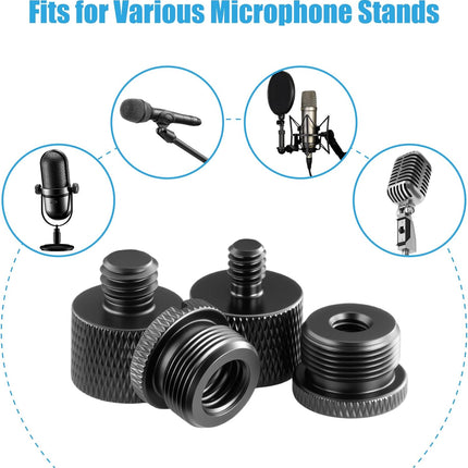 8 Pack Mic Stand Adapter 5/8 Female to 3/8 Male and 3/8 Female to 5/8 Male, 5/8 Female to 1/4 Male and 1/4 Female to 5/8 Male Screw Thread Adapter Mic for Microphone Stand Boom Arm Camera Tripod