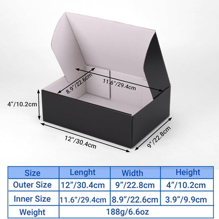 Black 12x9x4 Shipping Boxes Set of 25, Corrugated Cardboard Mailer Boxes for Small Business Shipping, for Modern Business Packaging, Mailing, and Storage