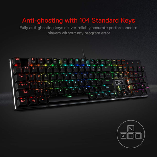 RGB LED Backlit Wired Mechanical Gaming Keyboard, 104 Keys Hot-Swap Mechanical Keyboard w/Aluminum Base - photo 2