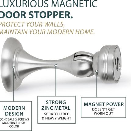 MEGA HANDLES Magnetic Door Stopper, Scratch Free Magnetic Door Catch for Wall, Elegant Magnet Door Stopper for Bottom of The Door- Satin Nickel (1 Pack)