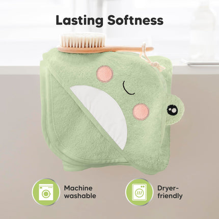 Hooded Baby Towel for Newborn, Baby Bath Towels (Frog, 35x35)
