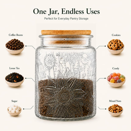 Vintage Glass Jar with Lid, 23.7oz Coffee Canister