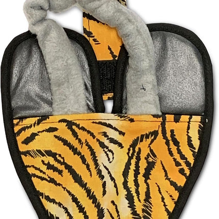 Bird Diaper, Wrap Around, for Larger Pigeons, Small Breed Hens and Roosters, Leak-Proof Design, Comfortable Fleece Strap Bird Harness with Sewn-in Liner & Secure Hook and Loop Closure - XS, Tiger