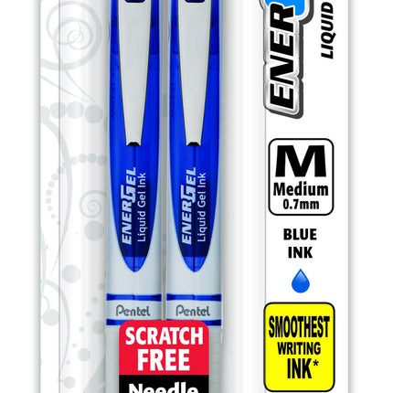 EnerGel Pearl RTX Retractable Liquid Gel Pen, (0.7mm), Medium Line, Needle Tip, Black Ink, Pack of 2 (BLN77WBP2A)