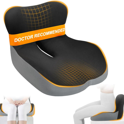 Allaboutsla Memory Foam Car Seat Cushion with Lumbar Support, L-Shaped Ergonomic Design for Long Driving, Pressure-Relief Comfort for Car, SUV, Semi Truck & Office Chair