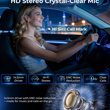 Wireless Earbuds Bluetooth Headphones, 50H Playtime Ear Buds with Mic, LED Digital Display Charging Case, IPX7 Waterproof, Deep Bass Stereo, in-Ear Earphone for iPhone Andriod Phone - Steel