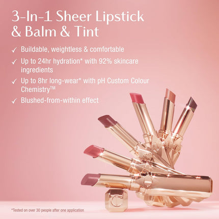 Charlotte Tilbury Pillow Talk Blush Balm Lip Tint - Long-Lasting Sheer Lipstick & Balm & Tint For Hydrated, Plumper Looking Lips