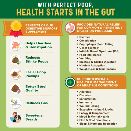 Perfect Poop Digestion & Health Supplement for Dogs: Fiber, Prebiotics, Probiotics, Enzymes Digestive, Hard & Soft Stool, Improved Health (4.2oz Cheddar Bag + 4.2 oz Chicken Bag, 4.2 oz Bundle)