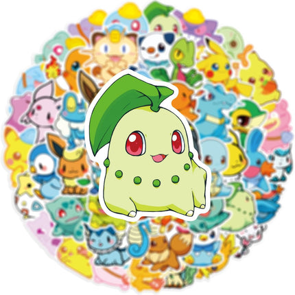 50Pcs Cartoon Poke Stickers for Kids, Vinyl Waterproof Game Monster Decal for Water Bottle Laptop Sticker for DIY Decorate Bumper Phone Hard Hat Kids Teens Gifts (BKM50)