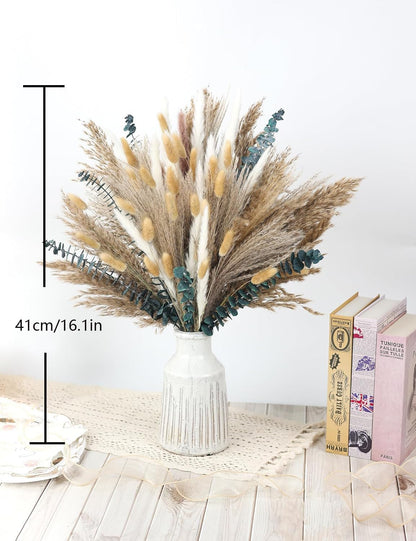 120 PCS Dried Pampas Grass, Dried Flowers, Reed Grass Bouquet for Bohemian Flowers Home Table Wedding - photo 4