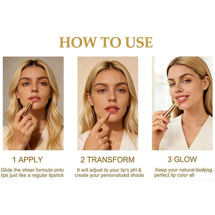 Lipstick, Color Changing Lipstick for Older Women, Clear That Changes Color with Ph, Deep Nourishment, Keeping Makeup in Place for up to 8+ Hours (1PC)