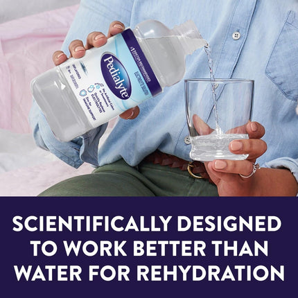 Pedialyte Electrolyte Drink, Hydration Drinks for Kids & Adults, Unflavored, 1 Liter, Pack of 4